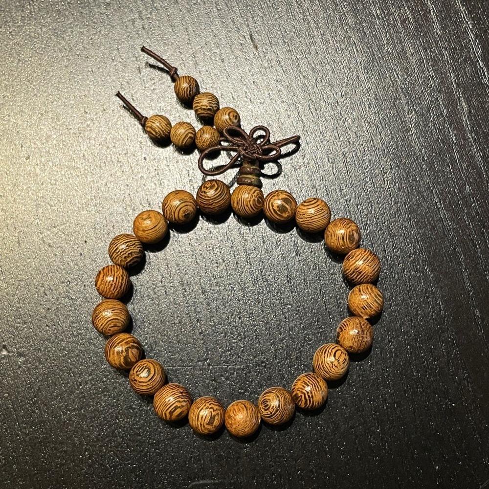 Buddhist Mala Wood Beads Bracelet